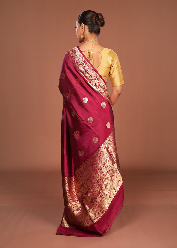 Purple Handloom Katan Pure Silk Saree With Blouse Piece