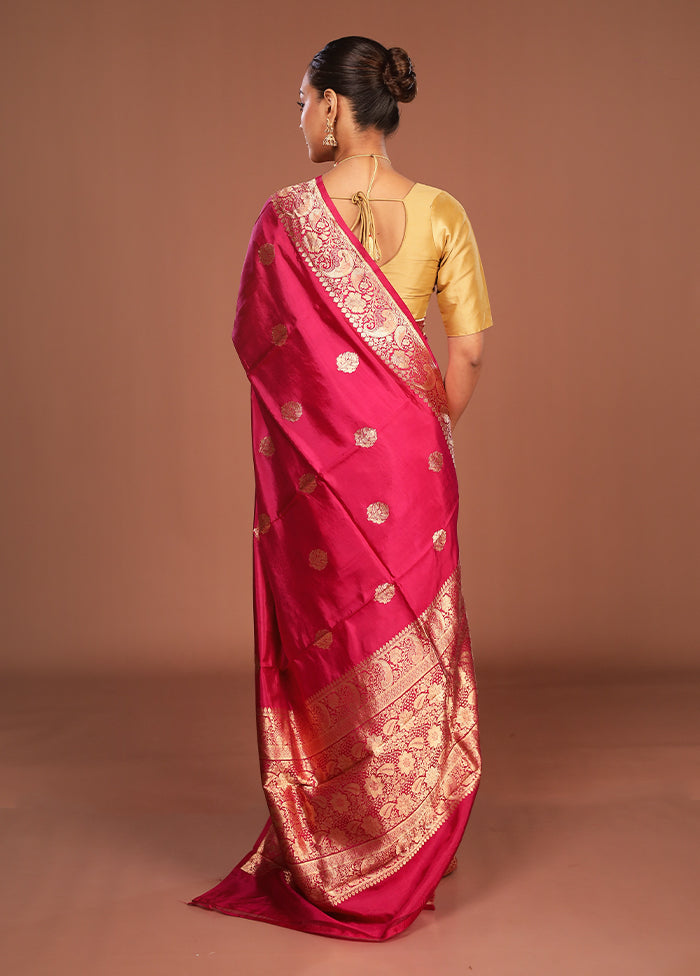 Pink Handloom Katan Pure Silk Saree With Blouse Piece
