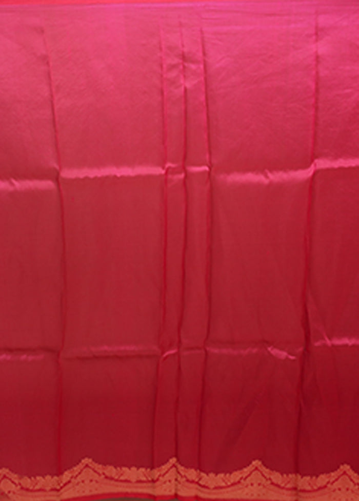 Pink Handloom Pure Organza Saree With Blouse Piece