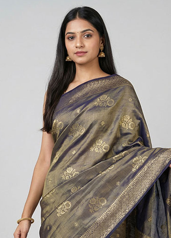 Green Dupion Silk Saree With Blouse Piece