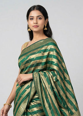 Green Dupion Silk Saree With Blouse Piece