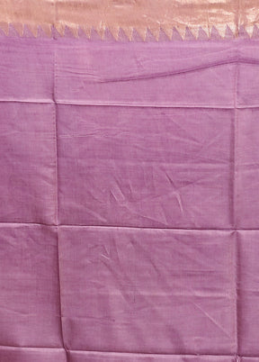 Purple Handloom Tussar Pure Silk Saree With Blouse Piece