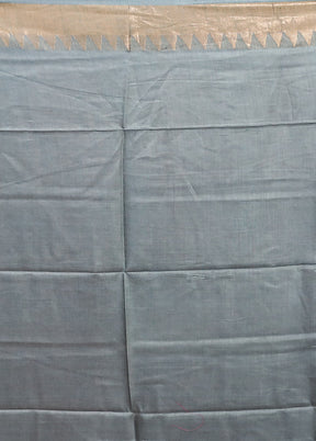 Blue Handloom Tussar Pure Silk Saree With Blouse Piece