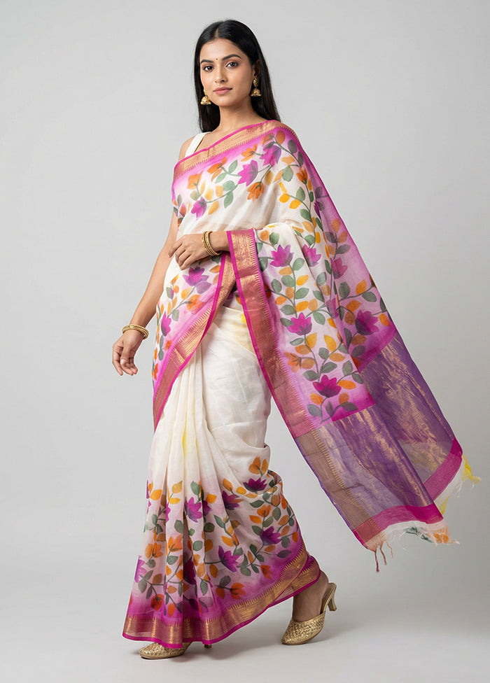 Blue Handloom Tussar Pure Silk Saree With Blouse Piece