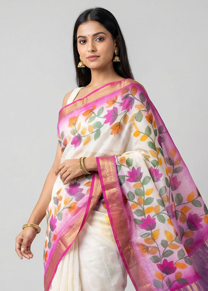 Blue Handloom Tussar Pure Silk Saree With Blouse Piece