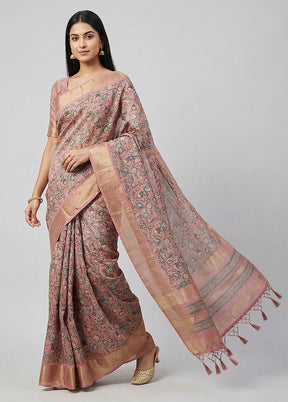 Pink Dupion Silk Saree With Blouse Piece