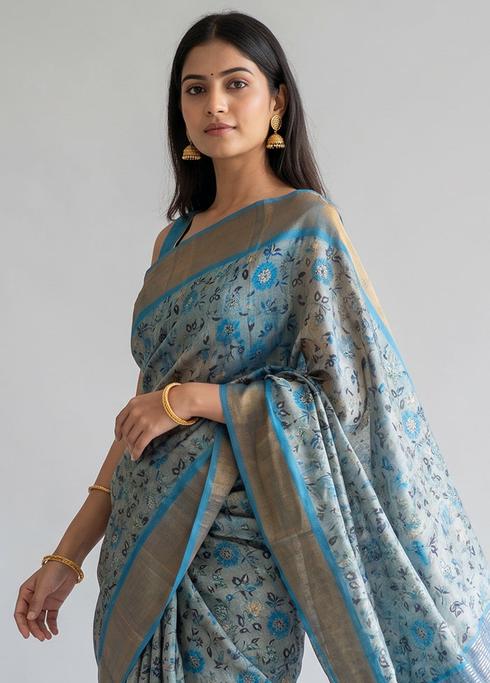 Cream Tussar Silk Saree With Blouse Piece