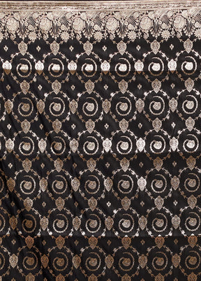 Black Banarasi Silk Saree With Blouse Piece