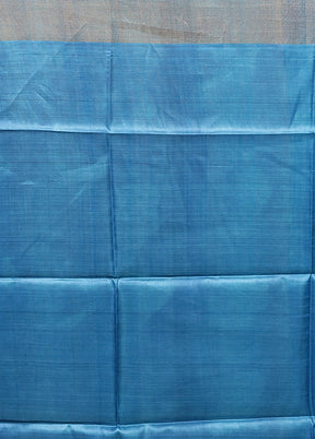 Blue Tussar Silk Saree With Blouse Piece