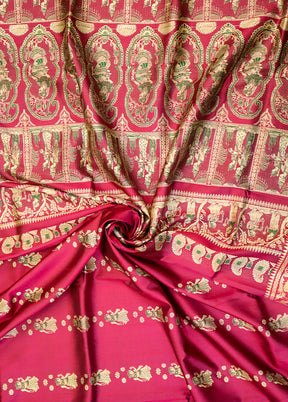 Red Handloom Baluchari Pure Silk Saree With Blouse Piece