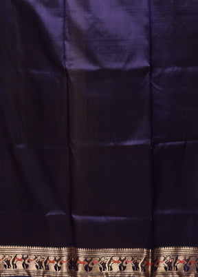 Blue Handloom Baluchari Pure Silk Saree With Blouse Piece