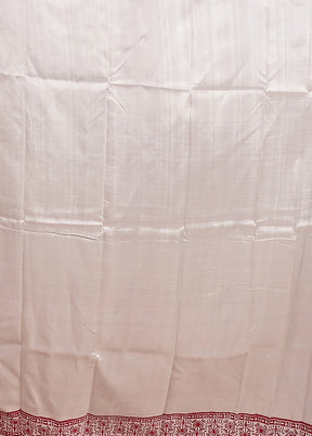 White Printed Silk Saree Without Blouse Piece