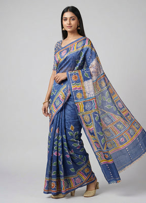 Multicolor Printed Pure Silk Saree Without Blouse Piece