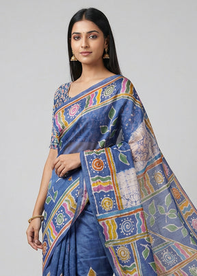 Multicolor Printed Pure Silk Saree Without Blouse Piece