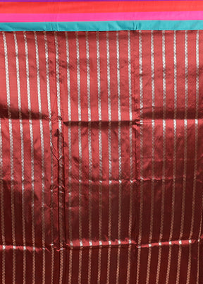 Maroon Handloom Katan Pure Silk Saree With Blouse Piece