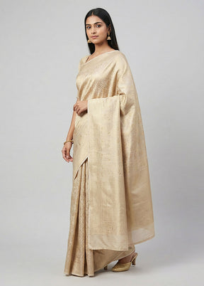Cream Uppada Silk Saree With Blouse Piece