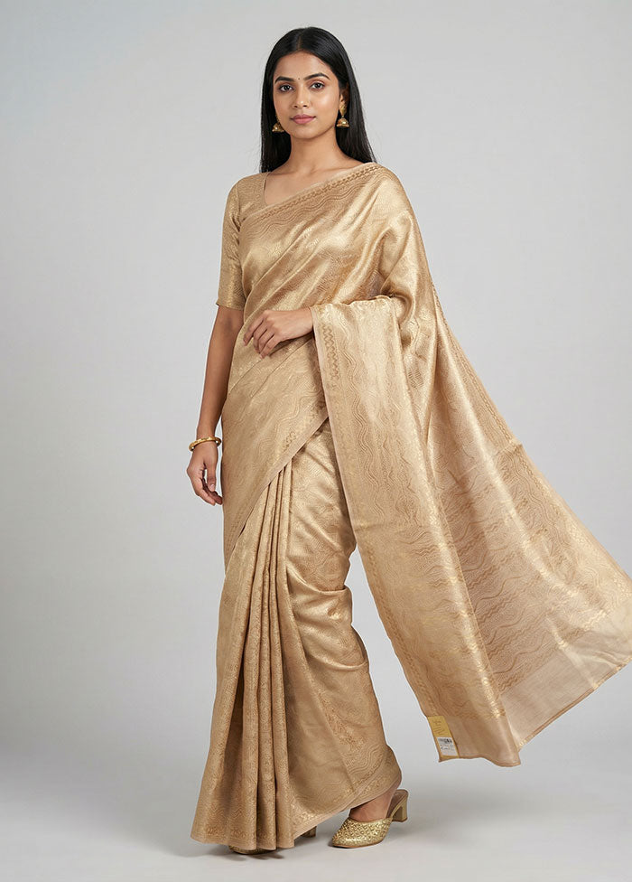 Cream Uppada Silk Saree With Blouse Piece