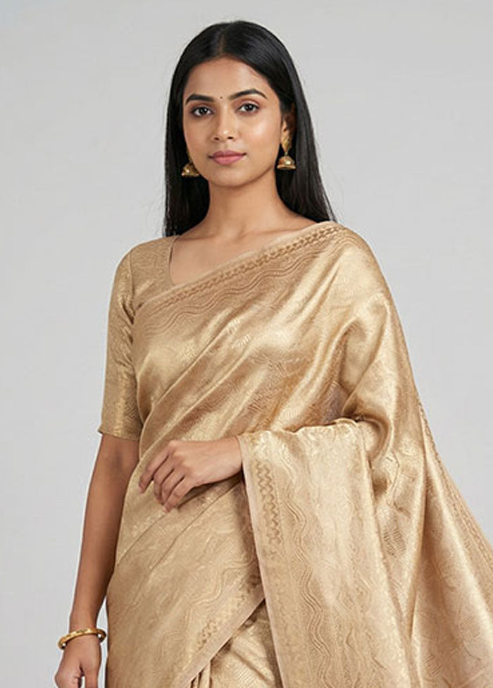 Cream Uppada Silk Saree With Blouse Piece