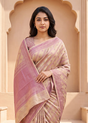 Cream Kora Silk Saree With Blouse Piece