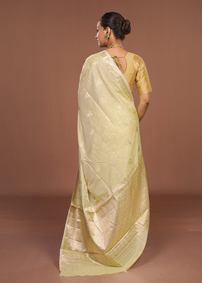 Yellow Dupion Silk Saree With Blouse Piece
