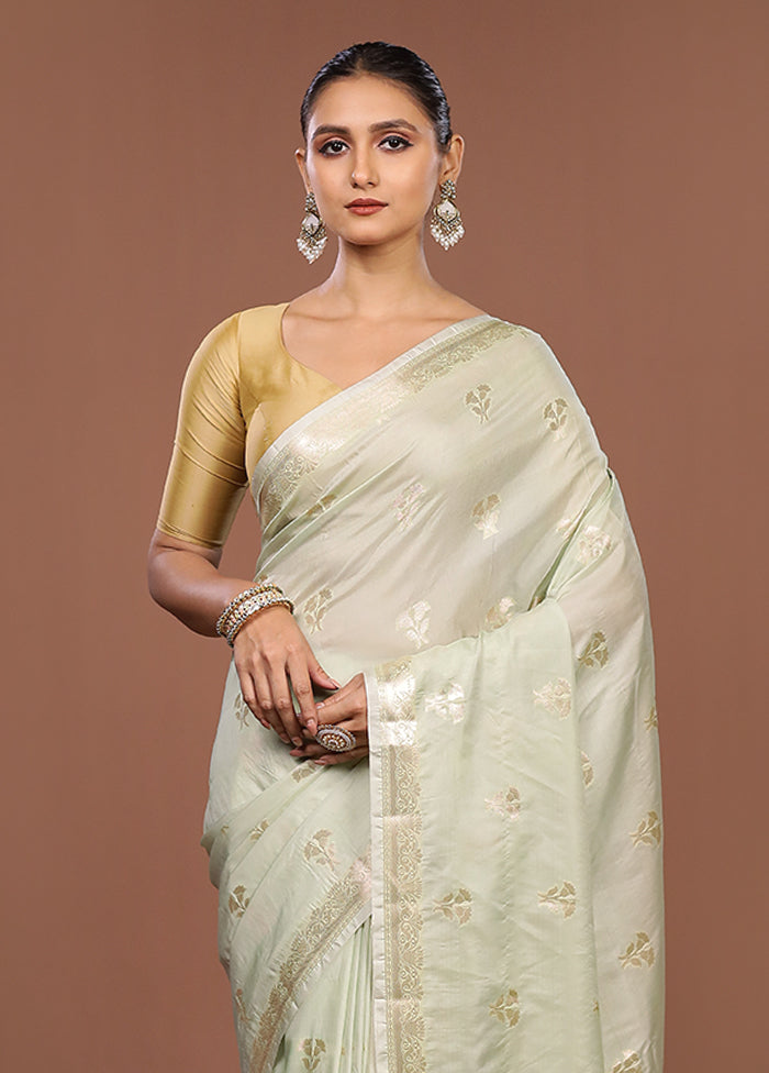Green Dupion Silk Saree With Blouse Piece