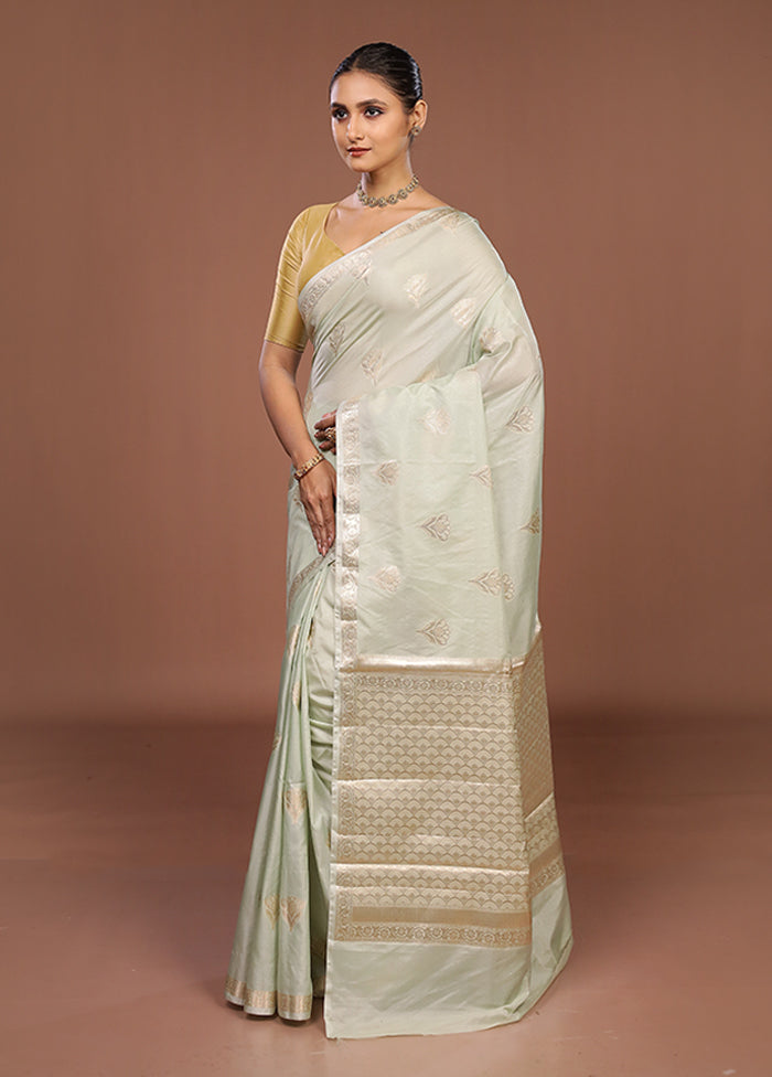 Green Dupion Silk Saree With Blouse Piece