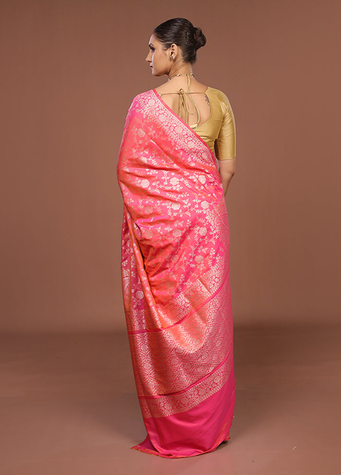 Pink Katan Silk Saree With Blouse Piece