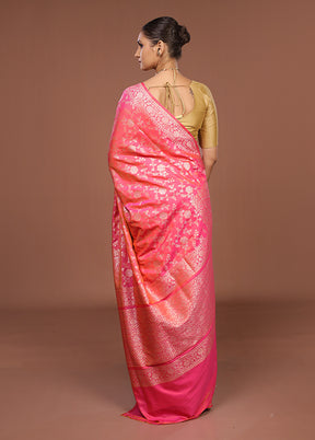 Pink Katan Silk Saree With Blouse Piece