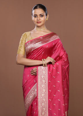 Pink Katan Silk Saree With Blouse Piece