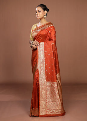 Brown Katan Silk Saree With Blouse Piece