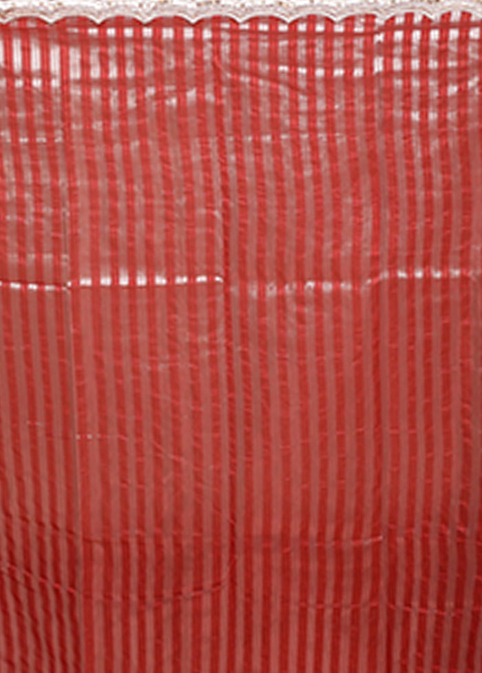 Red Organza Saree With Blouse Piece