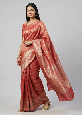 Red Tissue Silk Saree With Blouse Piece