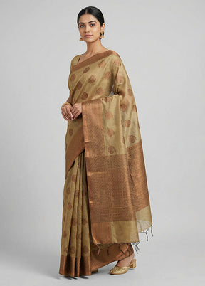 Green Kora Silk Saree With Blouse Piece