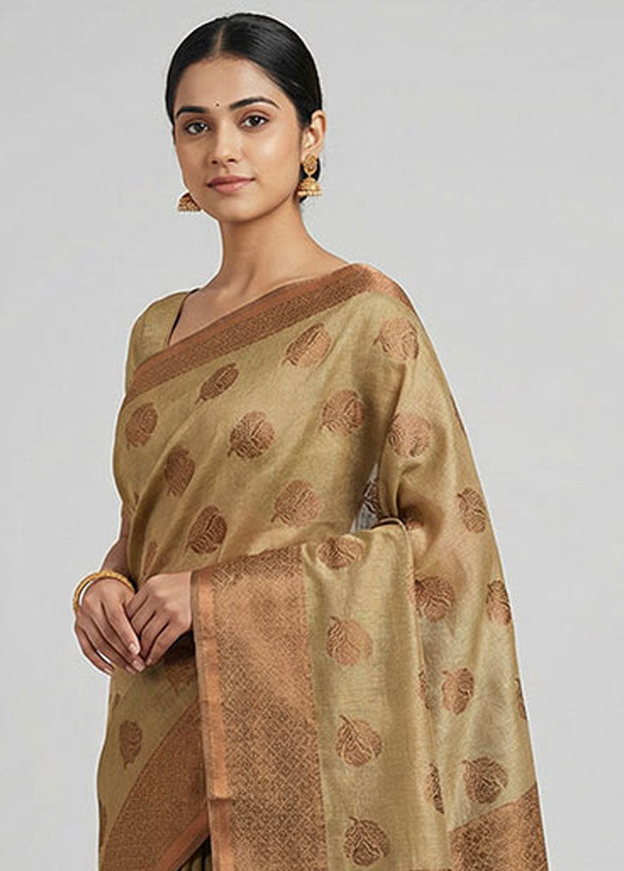 Green Kora Silk Saree With Blouse Piece