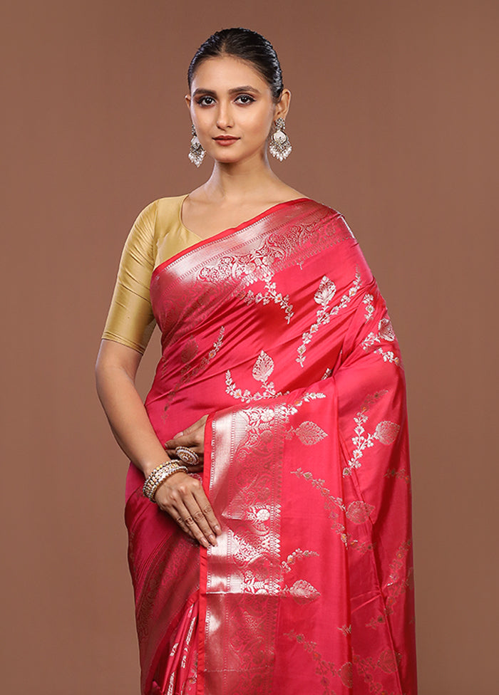 Pink Dupion Silk Saree With Blouse Piece