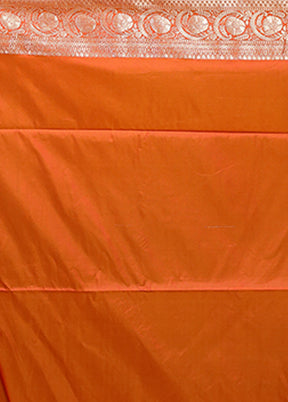 Orange Dupion Silk Saree With Blouse Piece
