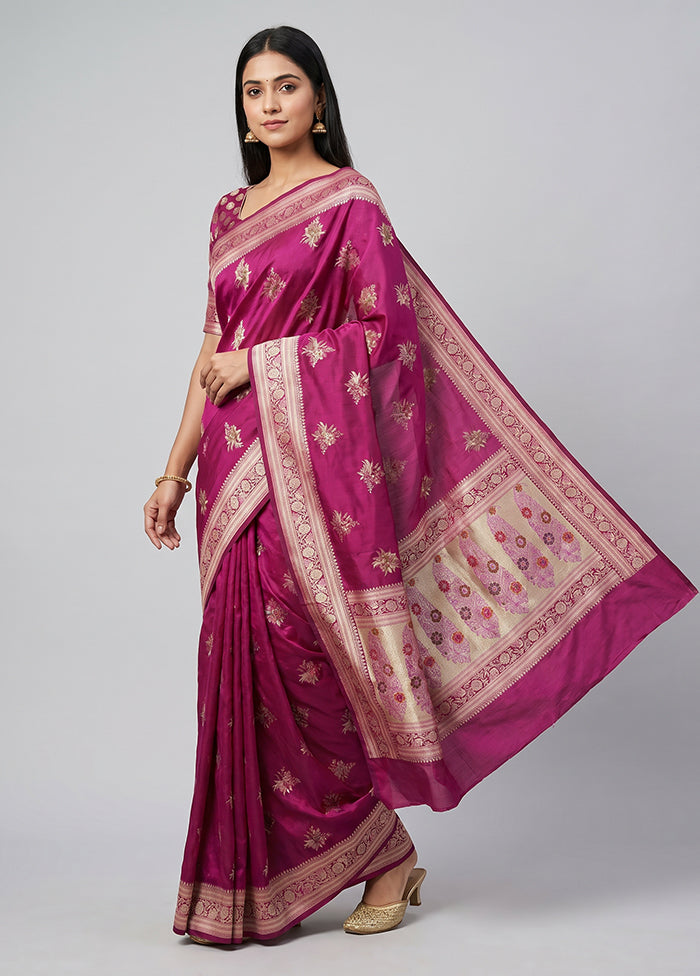 Pink Katan Silk Saree With Blouse Piece