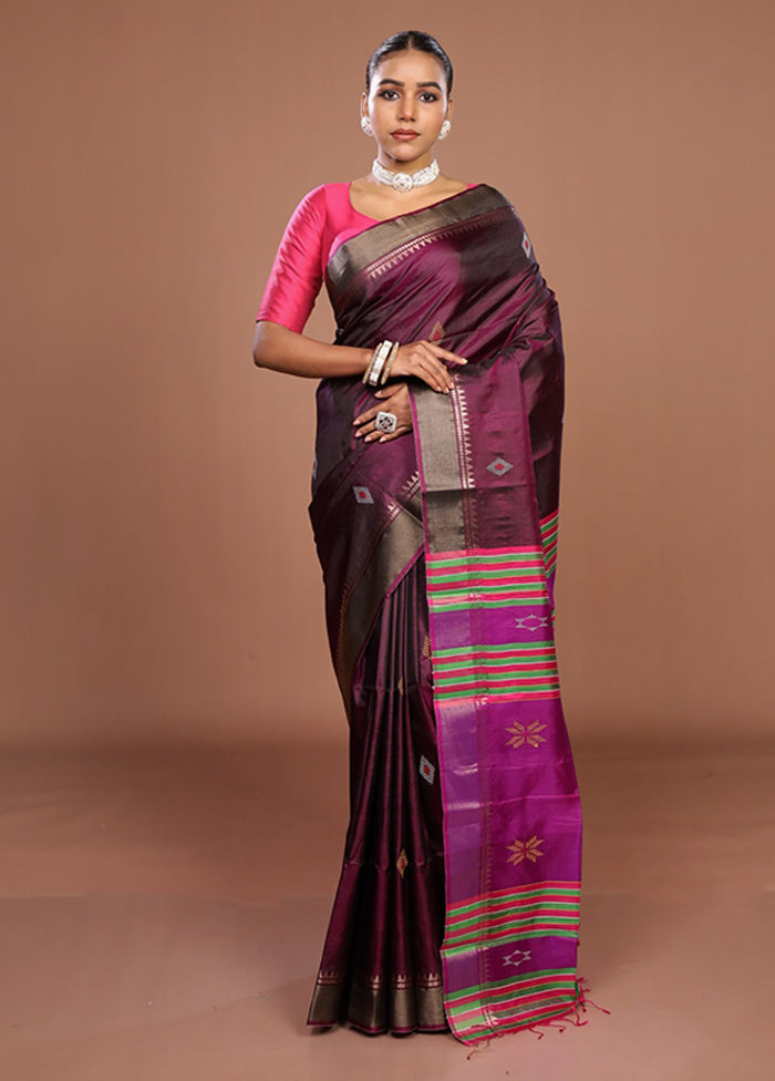 Multicolor Handloom Kanjivaram Silk Saree With Blouse Piece