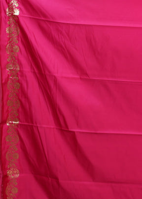 Pink Banarasi Silk Saree With Blouse Piece