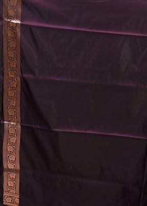 Purple Banarasi Silk Saree With Blouse Piece