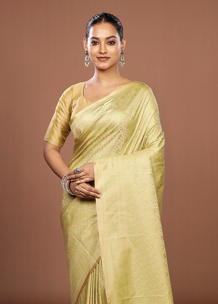 Green Jamewar Silk Saree With Blouse Piece