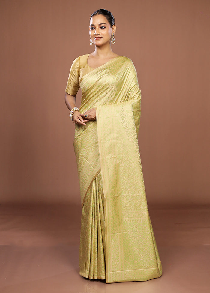 Green Jamewar Silk Saree With Blouse Piece