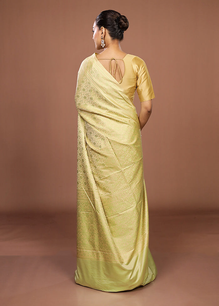 Green Jamewar Silk Saree With Blouse Piece