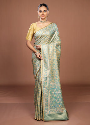 Green Jamewar Silk Saree With Blouse Piece