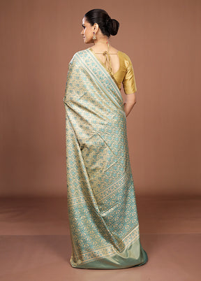 Green Jamewar Silk Saree With Blouse Piece