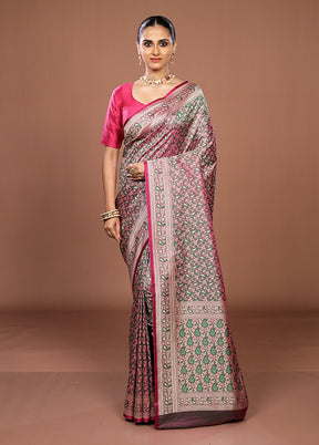 Purple Jamewar Silk Saree With Blouse Piece