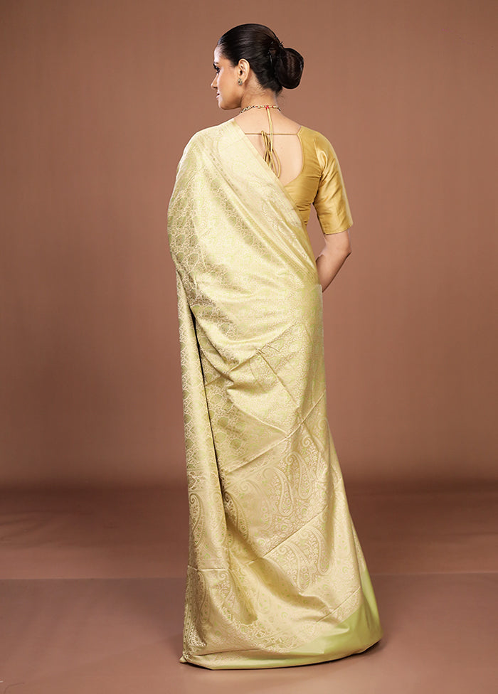 Green Jamewar Silk Saree With Blouse Piece