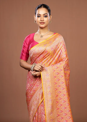 Yellow Jamewar Silk Saree With Blouse Piece