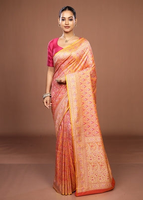 Yellow Jamewar Silk Saree With Blouse Piece