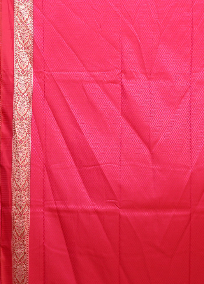 Pink Jamewar Silk Saree With Blouse Piece